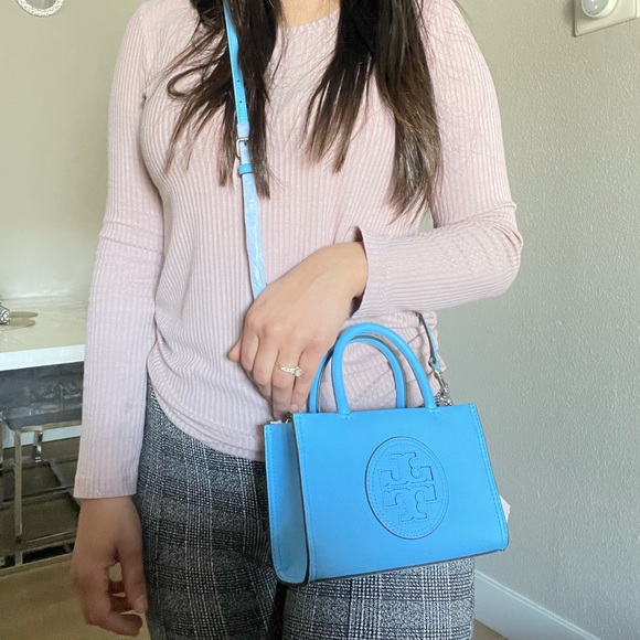 New✨authentic tory burch Ella bio mini tote (blue azure) crossbody - Picture 13 of 15